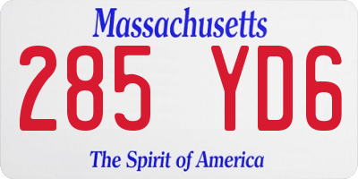 MA license plate 285YD6
