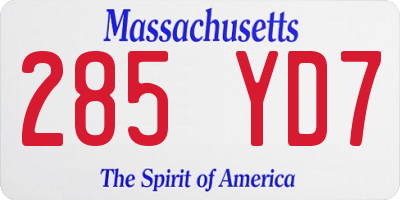 MA license plate 285YD7