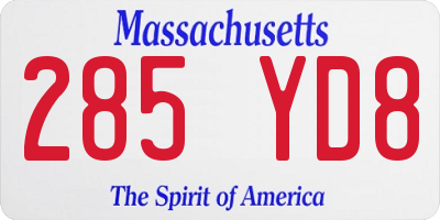 MA license plate 285YD8