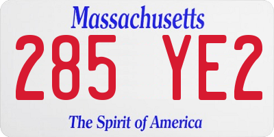 MA license plate 285YE2
