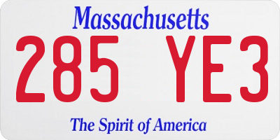 MA license plate 285YE3