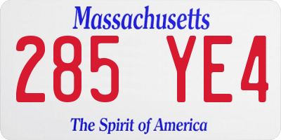 MA license plate 285YE4