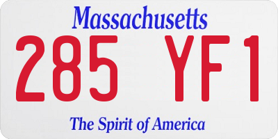 MA license plate 285YF1