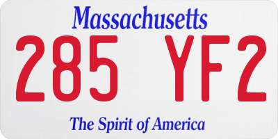 MA license plate 285YF2