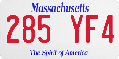 MA license plate 285YF4