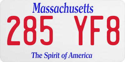 MA license plate 285YF8