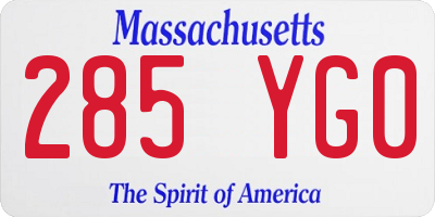 MA license plate 285YG0