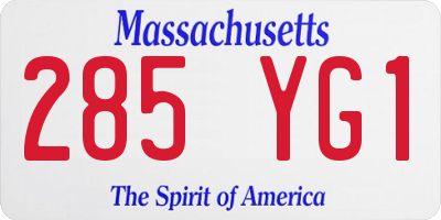 MA license plate 285YG1