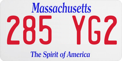 MA license plate 285YG2
