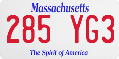 MA license plate 285YG3
