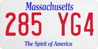 MA license plate 285YG4