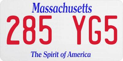 MA license plate 285YG5
