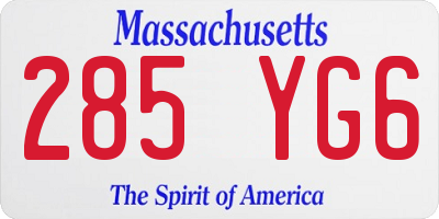 MA license plate 285YG6