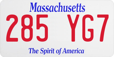 MA license plate 285YG7