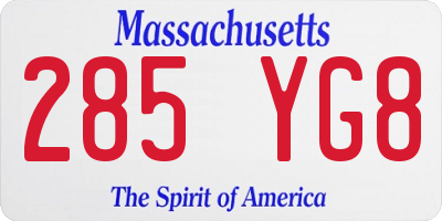 MA license plate 285YG8