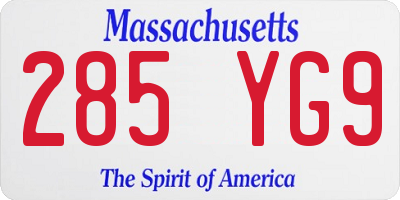 MA license plate 285YG9