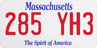MA license plate 285YH3
