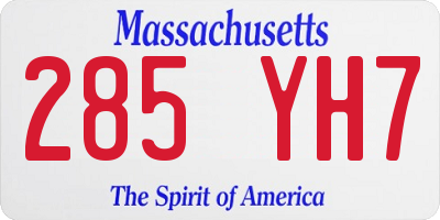 MA license plate 285YH7