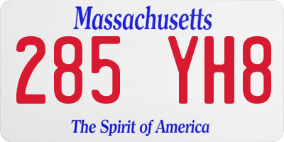 MA license plate 285YH8