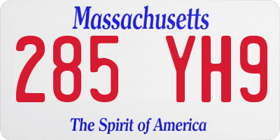 MA license plate 285YH9