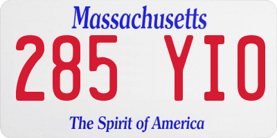 MA license plate 285YI0