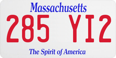 MA license plate 285YI2