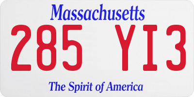 MA license plate 285YI3