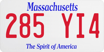 MA license plate 285YI4