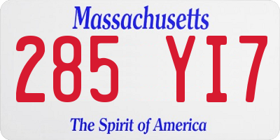 MA license plate 285YI7