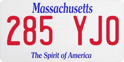 MA license plate 285YJ0