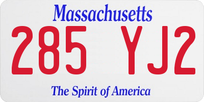 MA license plate 285YJ2