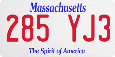 MA license plate 285YJ3