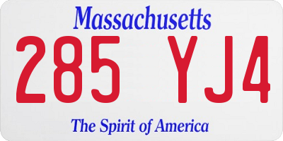 MA license plate 285YJ4