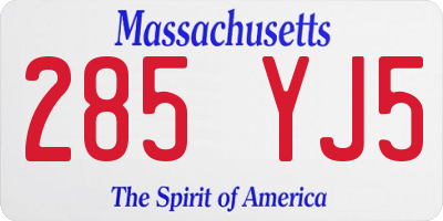 MA license plate 285YJ5