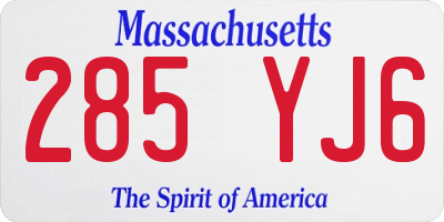 MA license plate 285YJ6