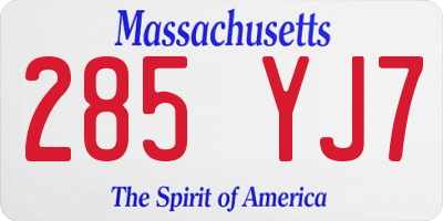 MA license plate 285YJ7