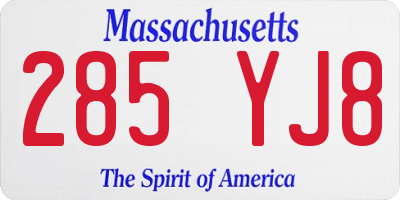 MA license plate 285YJ8