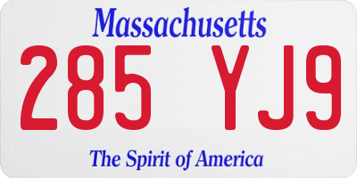MA license plate 285YJ9