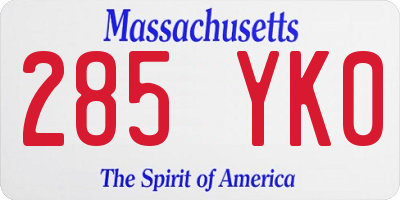 MA license plate 285YK0
