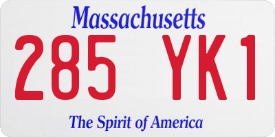 MA license plate 285YK1