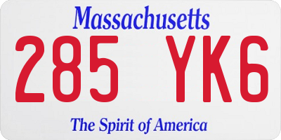 MA license plate 285YK6