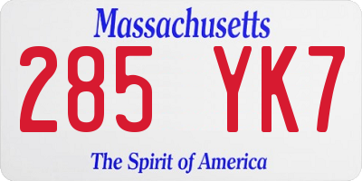MA license plate 285YK7