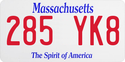 MA license plate 285YK8