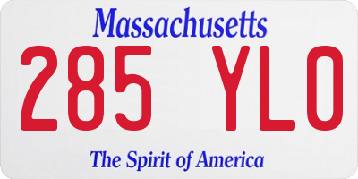 MA license plate 285YL0