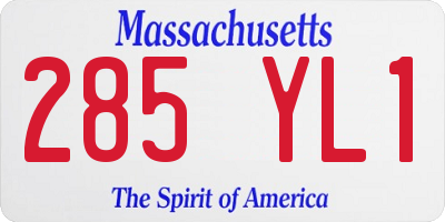 MA license plate 285YL1