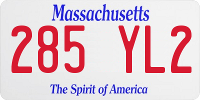 MA license plate 285YL2
