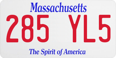 MA license plate 285YL5