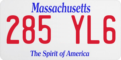 MA license plate 285YL6