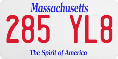 MA license plate 285YL8