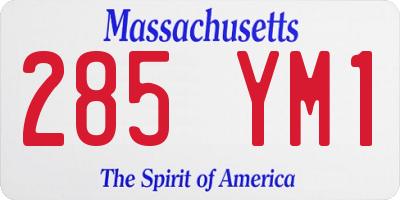 MA license plate 285YM1